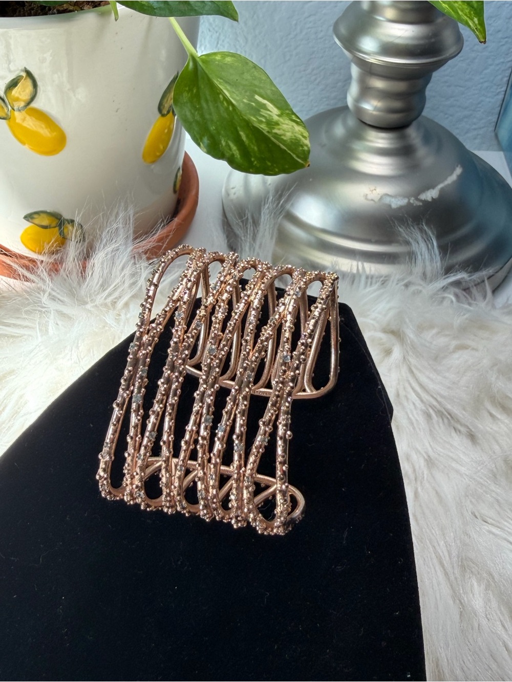 RARE Kendra Scott Stella Criss Cross Multi Strand Cuff Bracelet Rose Gold